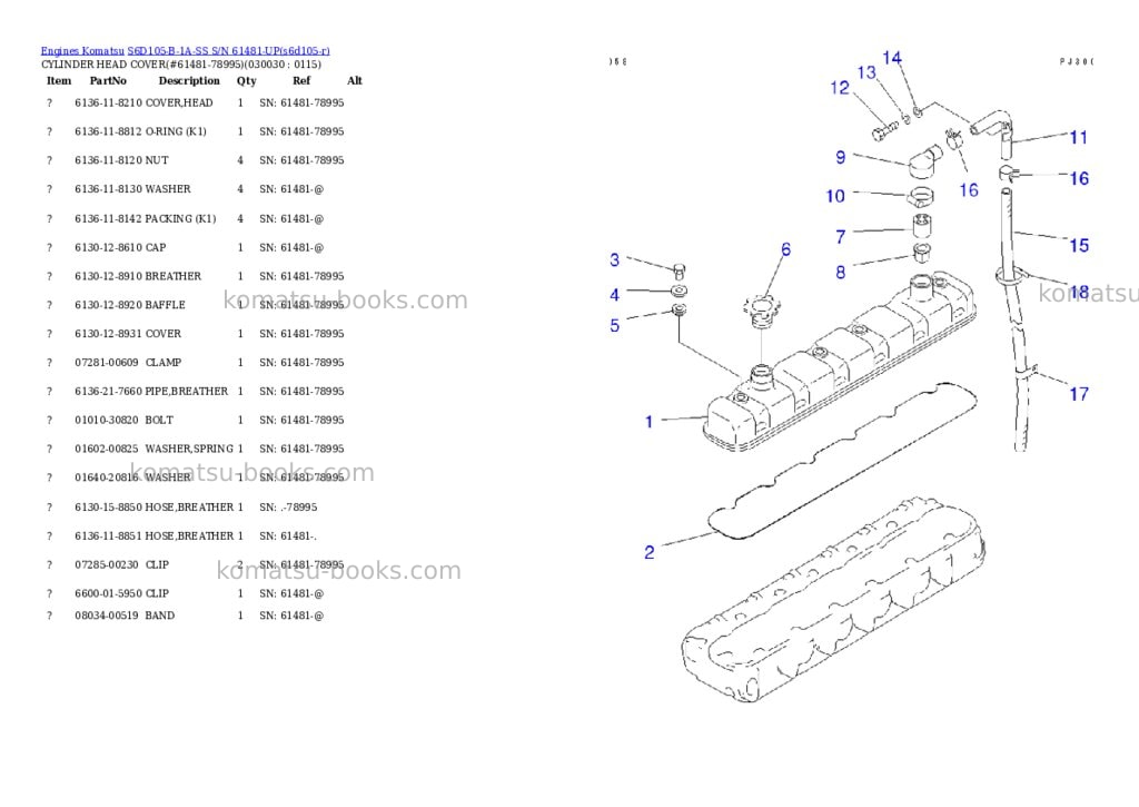 Komatsu s6d105-b-1a-ss s/n 61481-up Parts catalog cover Page 2 Komatsu s6d105-b-1a-ss s/n 61481-up Parts catalog cover Page 2