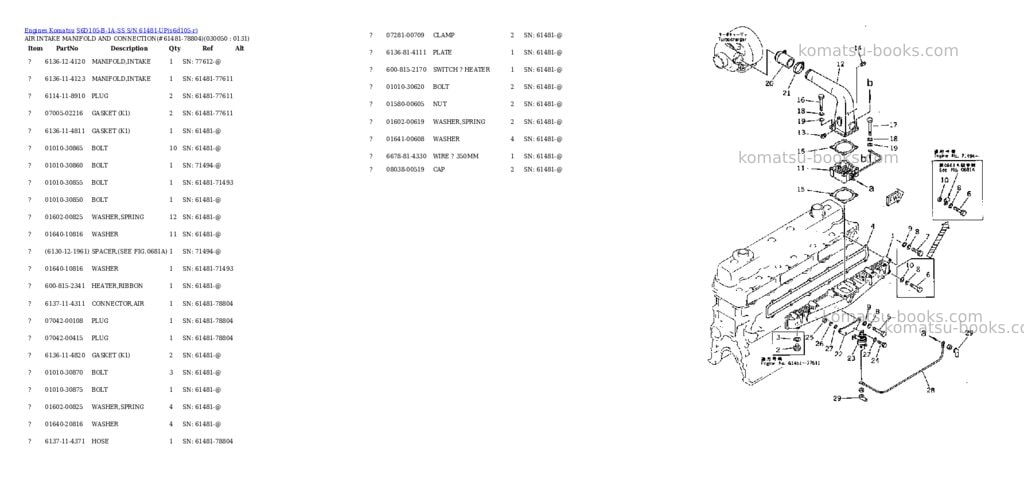 Komatsu s6d105-b-1a-ss s/n 61481-up Parts catalog cover Page 4 Komatsu s6d105-b-1a-ss s/n 61481-up Parts catalog cover Page 4