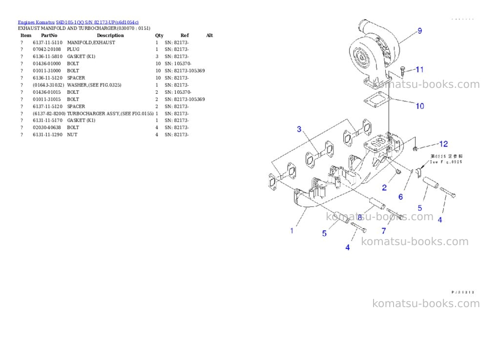 Komatsu s6d105-1qq s/n 82173-up Parts catalog cover Page 6