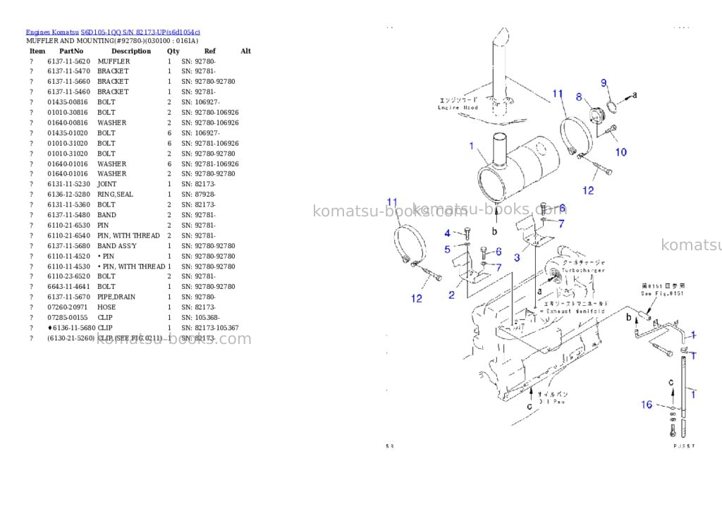 Komatsu s6d105-1qq s/n 82173-up Parts catalog cover Page 9