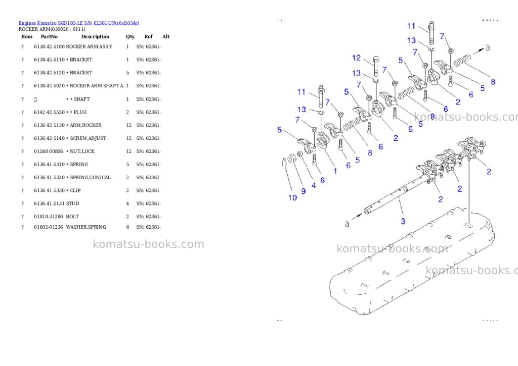 Komatsu S6D105-1Z S/N 62361-UP Parts catalog cover Komatsu S6D105-1Z S/N 62361-UP Parts catalog cover