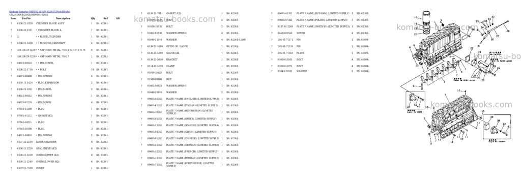 Komatsu S6D105-1Z S/N 62361-UP Parts catalog cover Page 10 Komatsu S6D105-1Z S/N 62361-UP Parts catalog cover Page 10
