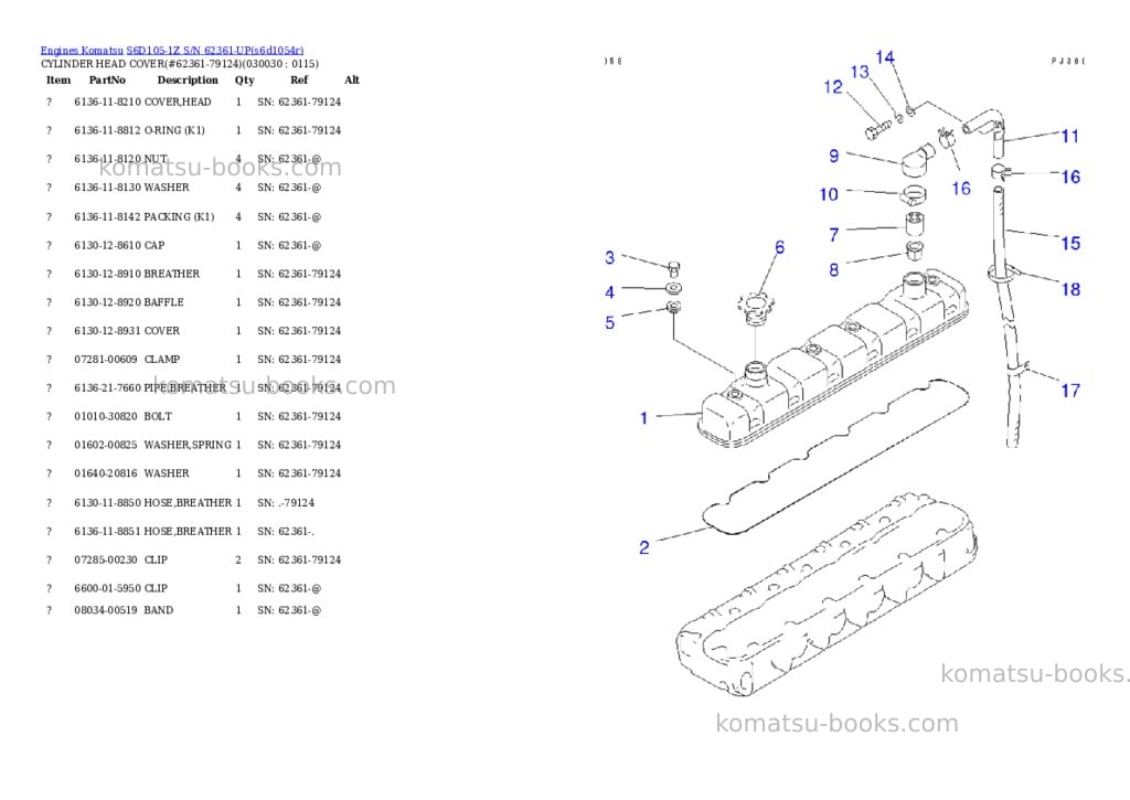 Komatsu S6D105-1Z S/N 62361-UP Parts catalog cover Page 2 Komatsu S6D105-1Z S/N 62361-UP Parts catalog cover Page 2