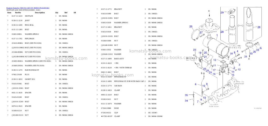 Komatsu s6d105-1ah s/n 94066-up Parts catalog cover Page 7 Komatsu s6d105-1ah s/n 94066-up Parts catalog cover Page 7