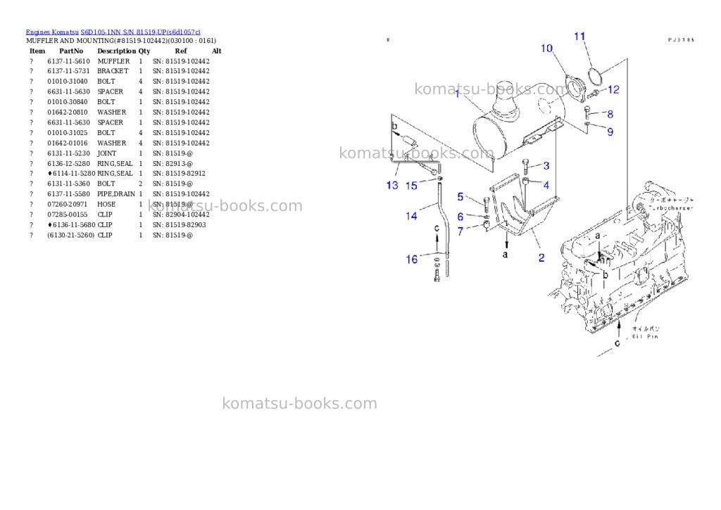 Komatsu s6d105-1nn s/n 81519-up Parts catalog cover Page 9