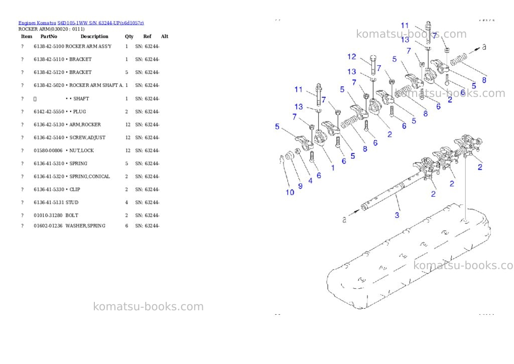 Komatsu S6D105-1WW S/N 63244-UP Parts catalog cover Komatsu S6D105-1WW S/N 63244-UP Parts catalog cover