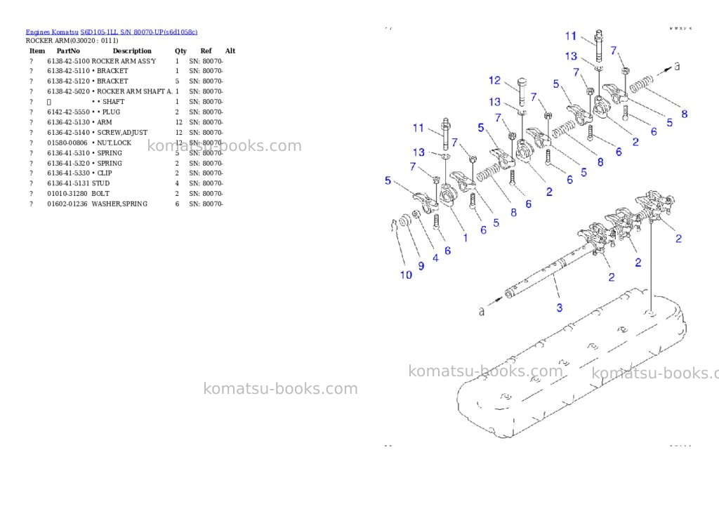 Komatsu S6D105-1LL S/N 80070-UP Parts catalog cover Komatsu S6D105-1LL S/N 80070-UP Parts catalog cover