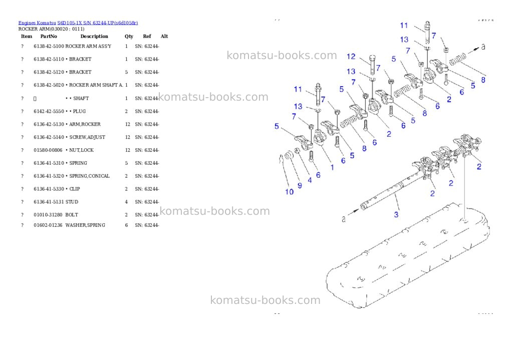 Komatsu S6D105-1X S/N 63244-UP Parts catalog cover Komatsu S6D105-1X S/N 63244-UP Parts catalog cover