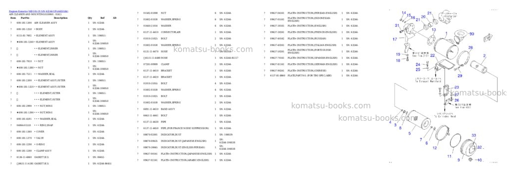Komatsu S6D105-1X S/N 63244-UP Parts catalog cover Page 5 Komatsu S6D105-1X S/N 63244-UP Parts catalog cover Page 5