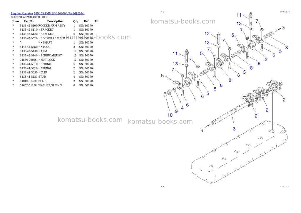 Komatsu s6d105-1mm s/n 80070-up Parts catalog cover Page 2