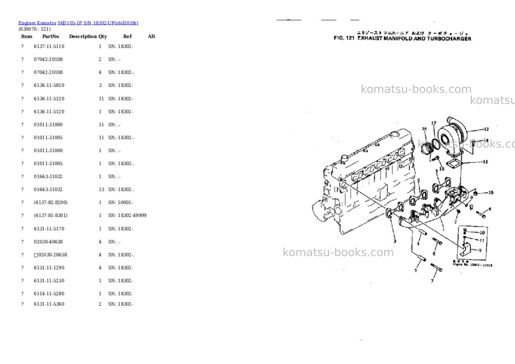 Komatsu S6D105-1F S/N 18302-UP Parts catalog cover Page 6 Komatsu S6D105-1F S/N 18302-UP Parts catalog cover Page 6