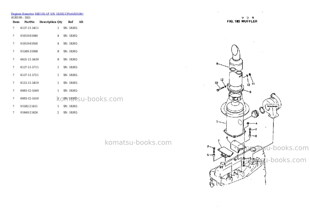 Komatsu S6D105-1F S/N 18302-UP Parts catalog cover Page 9 Komatsu S6D105-1F S/N 18302-UP Parts catalog cover Page 9