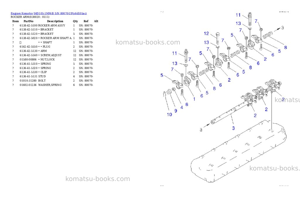 Komatsu S6D105-1MM-B S/N 80070-UP Parts catalog cover Komatsu S6D105-1MM-B S/N 80070-UP Parts catalog cover