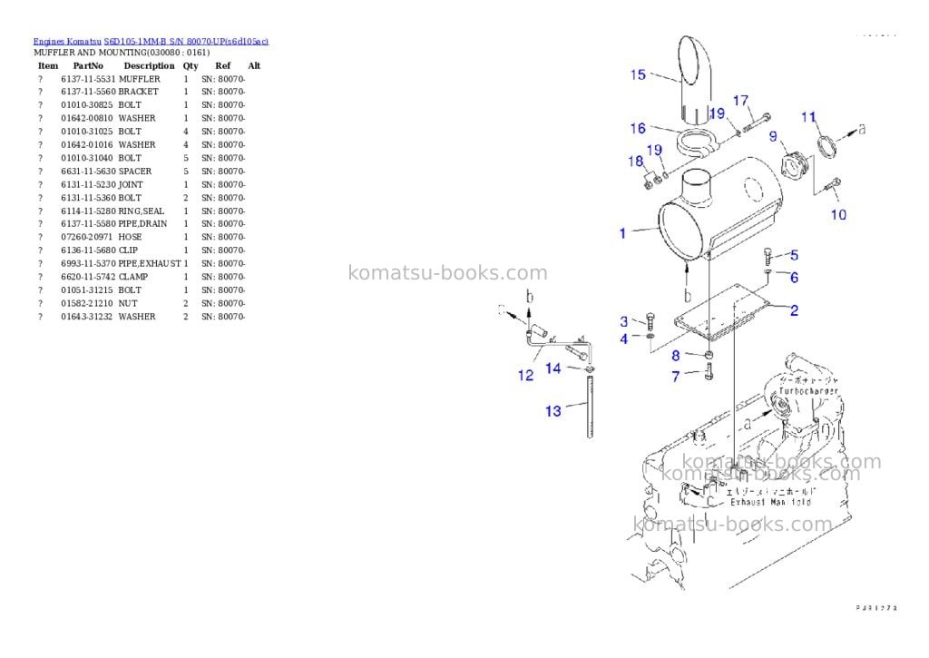 Komatsu S6D105-1MM-B S/N 80070-UP Parts catalog cover Page 7 Komatsu S6D105-1MM-B S/N 80070-UP Parts catalog cover Page 7