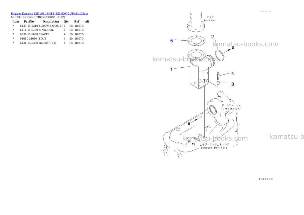 Komatsu S6D105-1MM-B S/N 80070-UP Parts catalog cover Page 8 Komatsu S6D105-1MM-B S/N 80070-UP Parts catalog cover Page 8