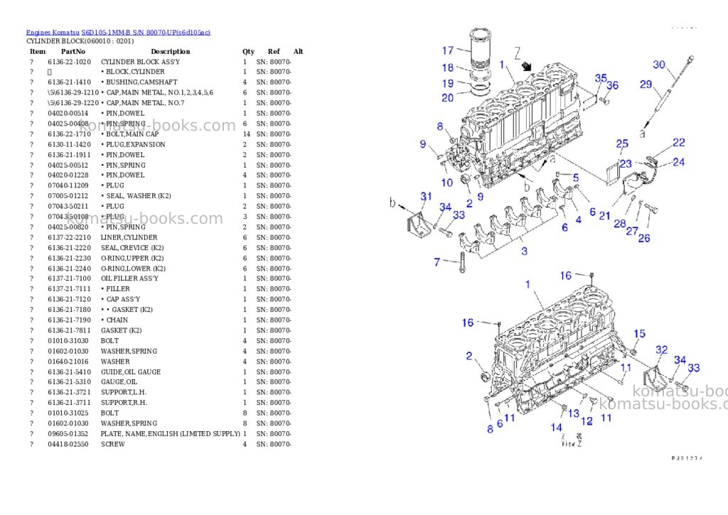 Komatsu S6D105-1MM-B S/N 80070-UP Parts catalog cover Page 9 Komatsu S6D105-1MM-B S/N 80070-UP Parts catalog cover Page 9