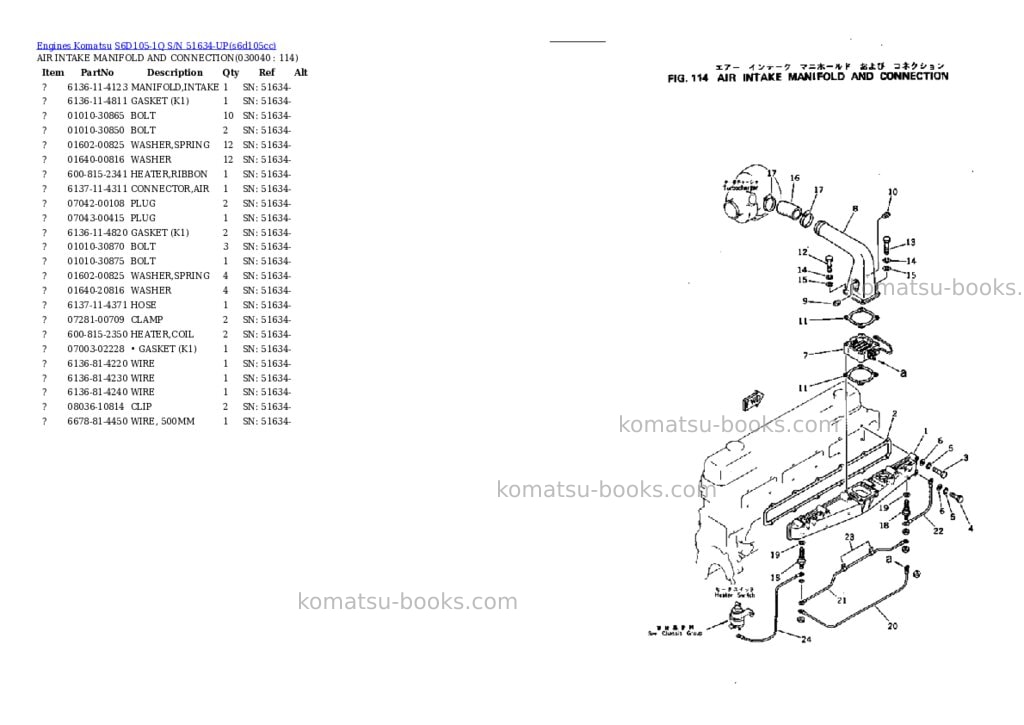 Komatsu s6d105-1q s/n 51634-up Parts catalog cover Page 3 Komatsu s6d105-1q s/n 51634-up Parts catalog cover Page 3
