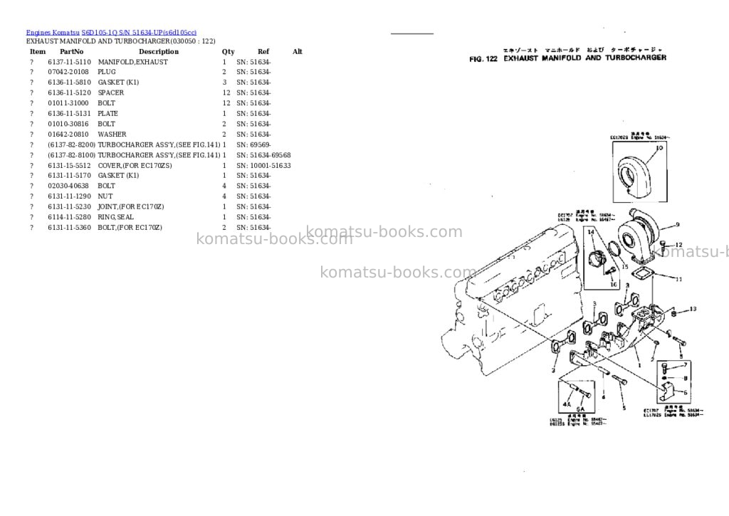 Komatsu s6d105-1q s/n 51634-up Parts catalog cover Page 4 Komatsu s6d105-1q s/n 51634-up Parts catalog cover Page 4