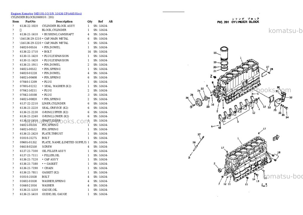 Komatsu s6d105-1q s/n 51634-up Parts catalog cover Page 8 Komatsu s6d105-1q s/n 51634-up Parts catalog cover Page 8