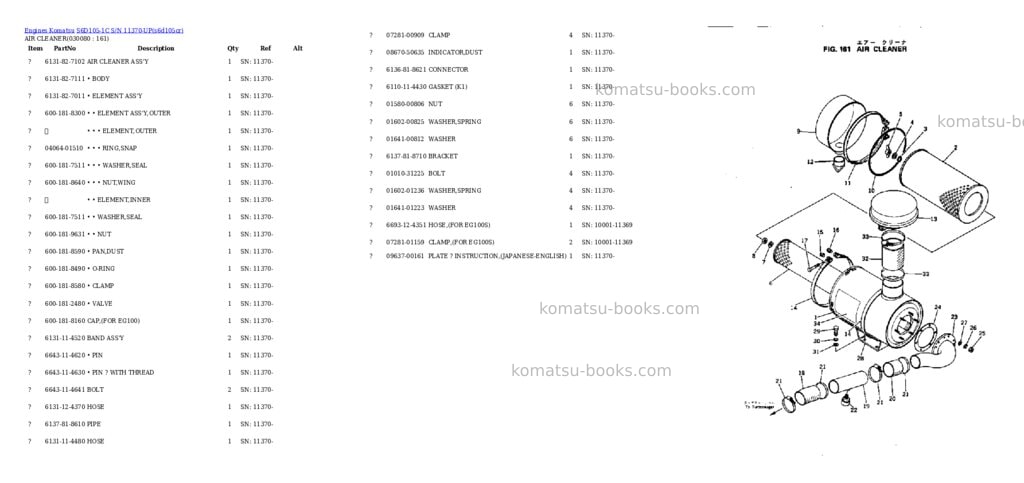 Komatsu s6d105-1c s/n 11370-up Parts catalog cover Page 7 Komatsu s6d105-1c s/n 11370-up Parts catalog cover Page 7