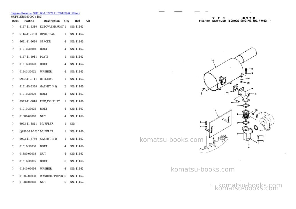 Komatsu s6d105-1c s/n 11370-up Parts catalog cover Page 8 Komatsu s6d105-1c s/n 11370-up Parts catalog cover Page 8