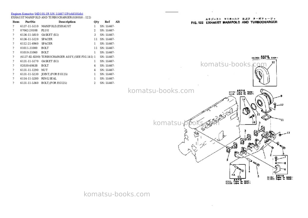 Komatsu S6D105-1R S/N 55467-UP Parts catalog cover Page 4 Komatsu S6D105-1R S/N 55467-UP Parts catalog cover Page 4