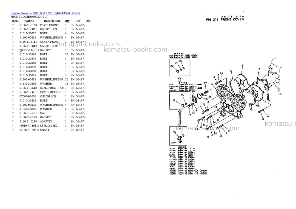 Komatsu S6D105-1R S/N 55467-UP Parts catalog cover Page 9 Komatsu S6D105-1R S/N 55467-UP Parts catalog cover Page 9