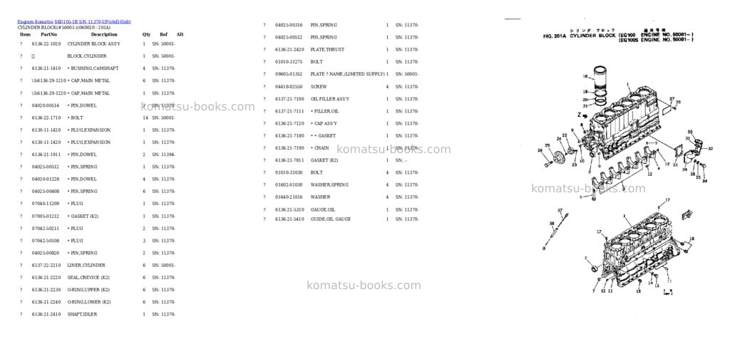 Komatsu s6d105-1b s/n 11370-up Parts catalog cover Page 10 Komatsu s6d105-1b s/n 11370-up Parts catalog cover Page 10
