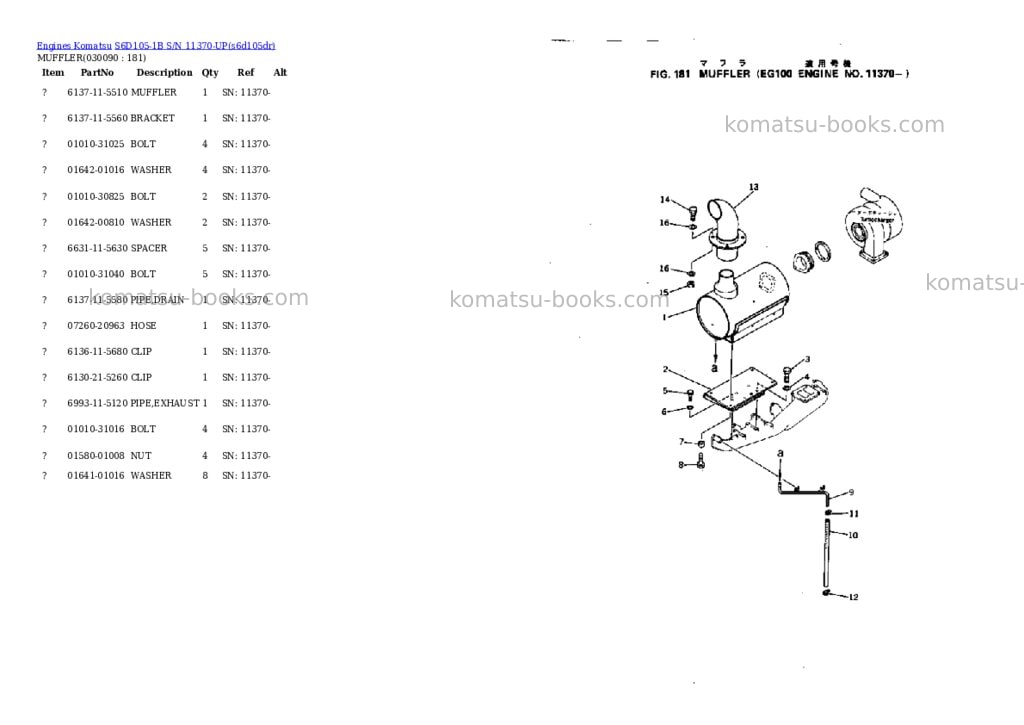 Komatsu s6d105-1b s/n 11370-up Parts catalog cover Page 8 Komatsu s6d105-1b s/n 11370-up Parts catalog cover Page 8