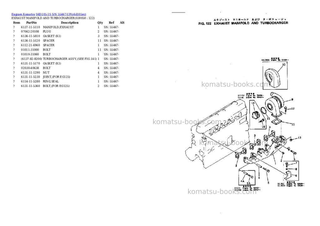 Komatsu s6d105-1s s/n 55467-up Parts catalog cover Page 4 Komatsu s6d105-1s s/n 55467-up Parts catalog cover Page 4