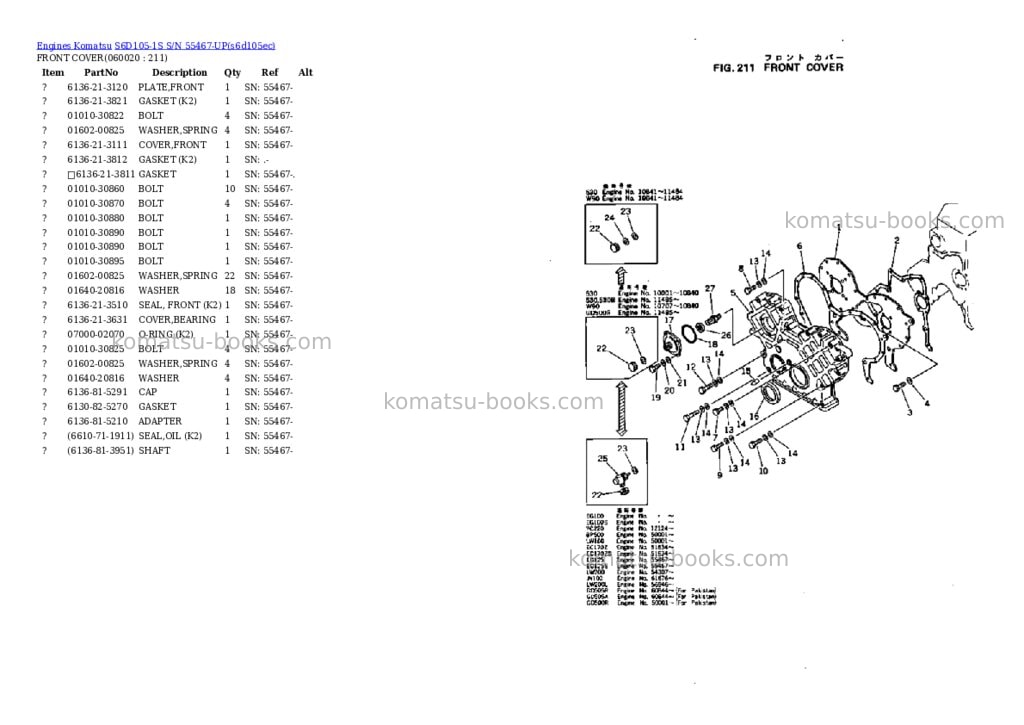 Komatsu s6d105-1s s/n 55467-up Parts catalog cover Page 9 Komatsu s6d105-1s s/n 55467-up Parts catalog cover Page 9
