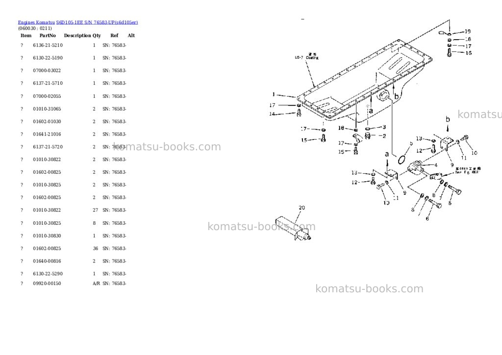 Komatsu s6d105-1ee s/n 76583-up Parts catalog cover Page 9 Komatsu s6d105-1ee s/n 76583-up Parts catalog cover Page 9