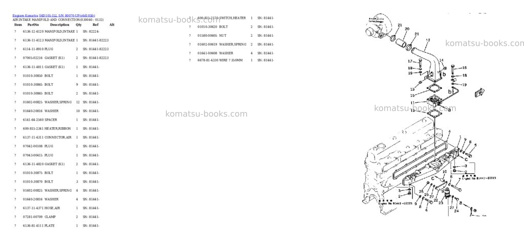 Komatsu s6d105-1ll s/n 80070-up Parts catalog cover Page 3 Komatsu s6d105-1ll s/n 80070-up Parts catalog cover Page 3