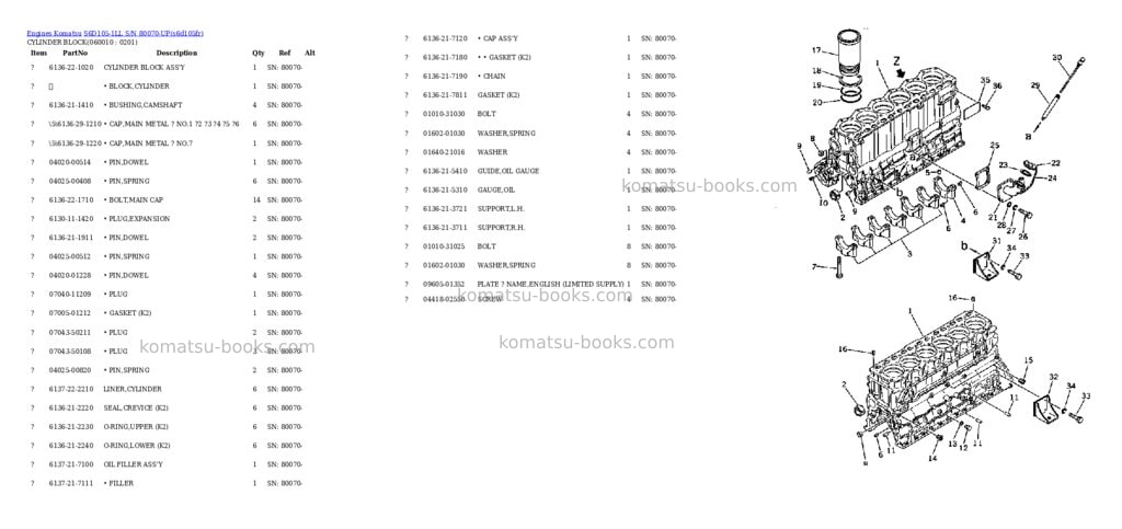 Komatsu s6d105-1ll s/n 80070-up Parts catalog cover Page 7 Komatsu s6d105-1ll s/n 80070-up Parts catalog cover Page 7