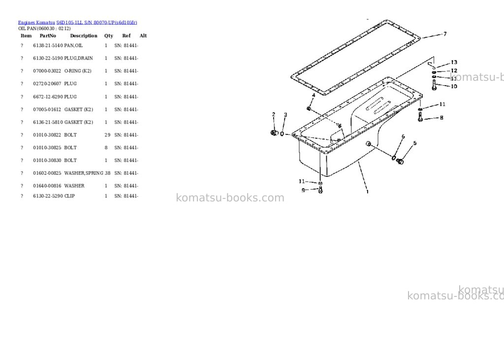 Komatsu s6d105-1ll s/n 80070-up Parts catalog cover Page 9 Komatsu s6d105-1ll s/n 80070-up Parts catalog cover Page 9