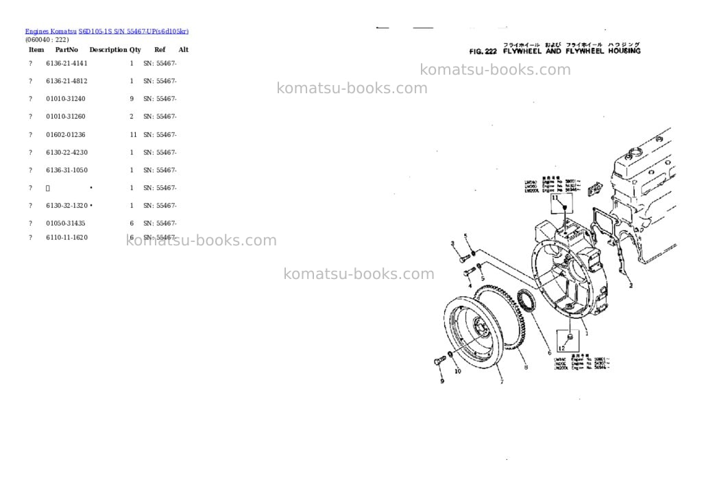 Komatsu S6D105-1S S/N 55467-UP Parts catalog cover Page 10 Komatsu S6D105-1S S/N 55467-UP Parts catalog cover Page 10