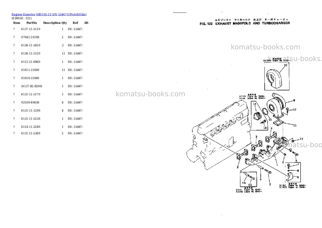 Komatsu S6D105-1S S/N 55467-UP Parts catalog cover Page 4 Komatsu S6D105-1S S/N 55467-UP Parts catalog cover Page 4