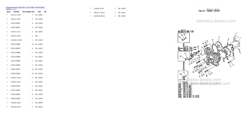 Komatsu S6D105-1S S/N 55467-UP Parts catalog cover Page 8 Komatsu S6D105-1S S/N 55467-UP Parts catalog cover Page 8