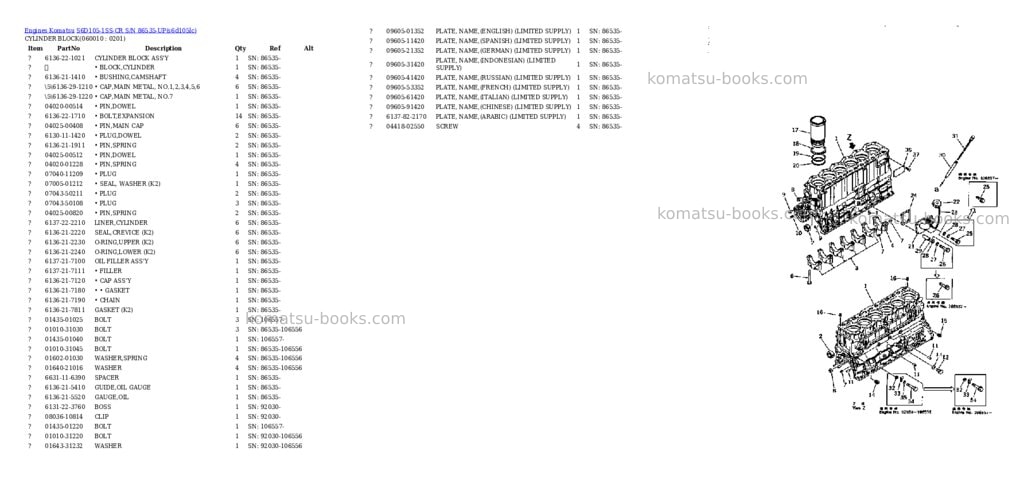 Komatsu s6d105-1ss-cr s/n 86535-up Parts catalog cover Page 9