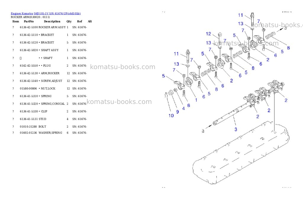 Komatsu S6D105-1V S/N 61676-UP Parts catalog cover Komatsu S6D105-1V S/N 61676-UP Parts catalog cover
