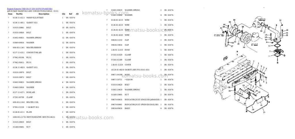 Komatsu S6D105-1V S/N 61676-UP Parts catalog cover Page 4 Komatsu S6D105-1V S/N 61676-UP Parts catalog cover Page 4