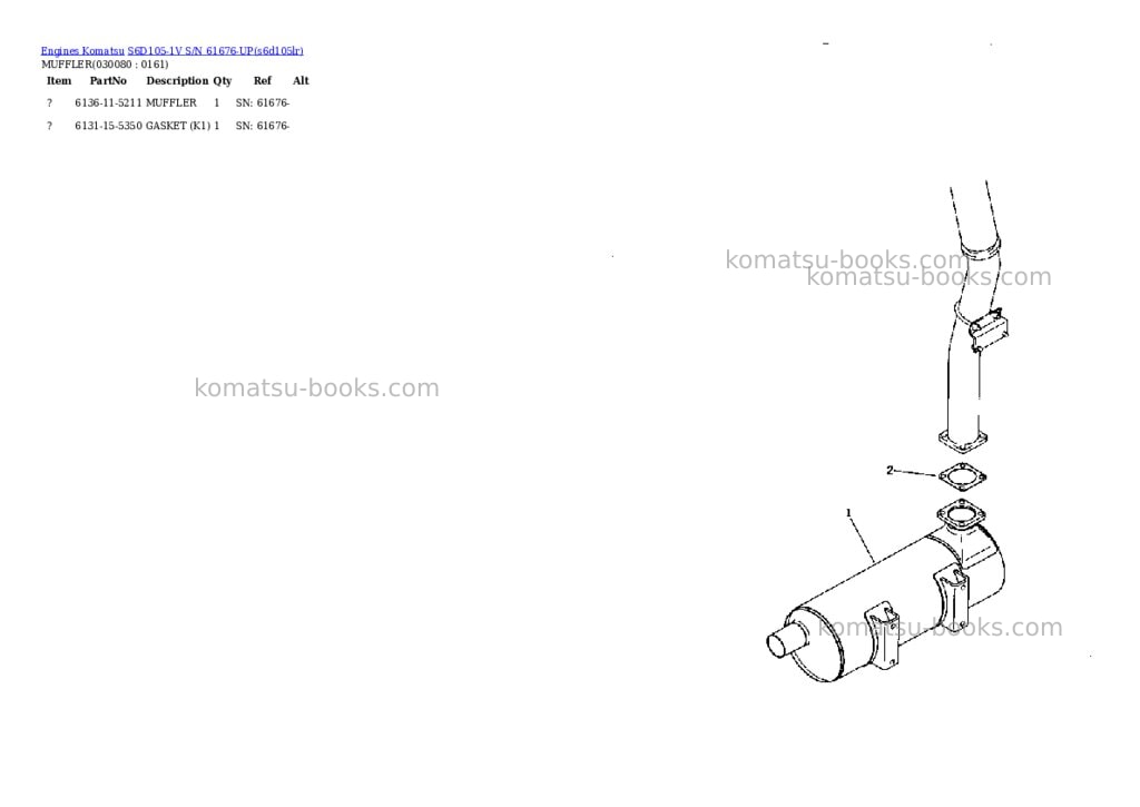 Komatsu S6D105-1V S/N 61676-UP Parts catalog cover Page 7 Komatsu S6D105-1V S/N 61676-UP Parts catalog cover Page 7
