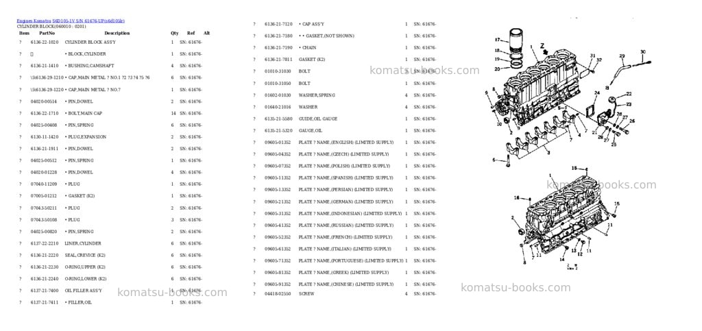 Komatsu S6D105-1V S/N 61676-UP Parts catalog cover Page 8 Komatsu S6D105-1V S/N 61676-UP Parts catalog cover Page 8