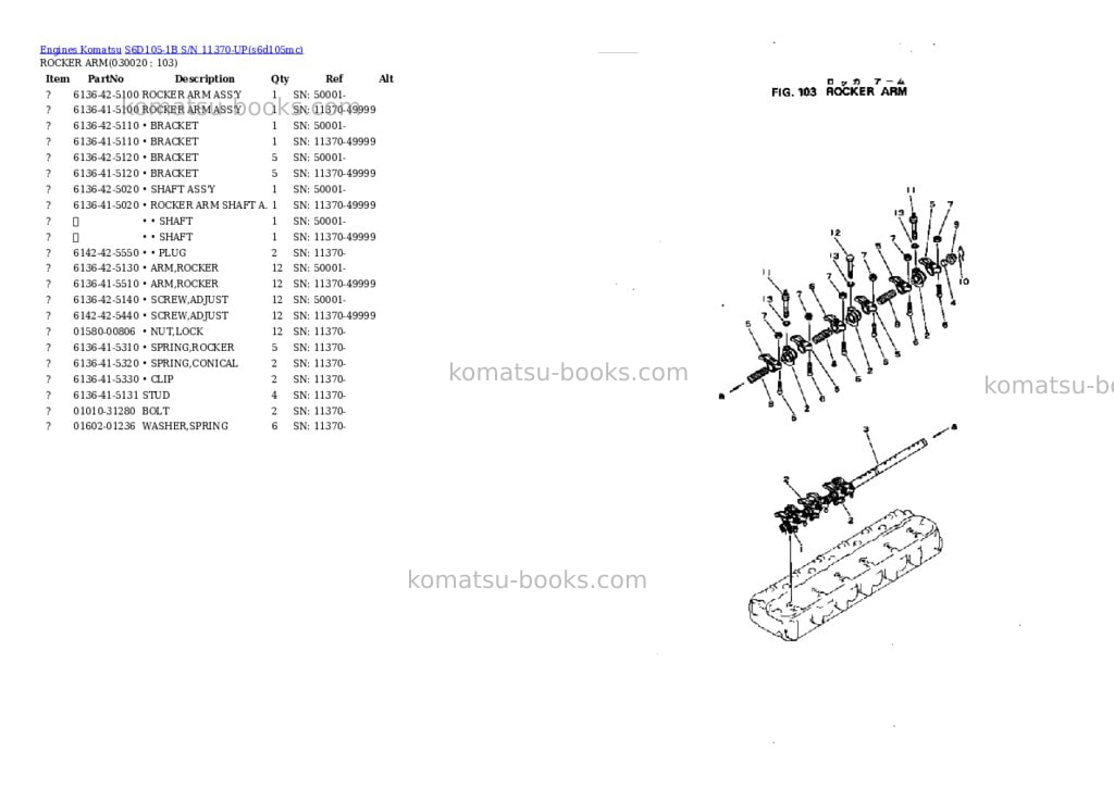Komatsu S6D105-1B S/N 11370-UP Parts catalog cover Komatsu S6D105-1B S/N 11370-UP Parts catalog cover
