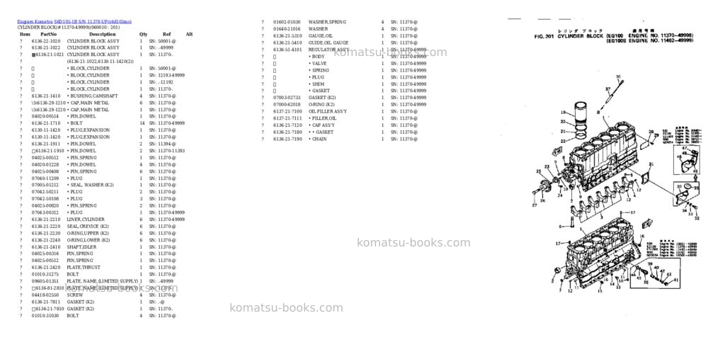 Komatsu S6D105-1B S/N 11370-UP Parts catalog cover Page 10 Komatsu S6D105-1B S/N 11370-UP Parts catalog cover Page 10