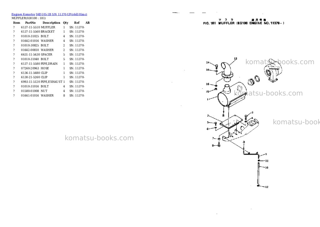 Komatsu S6D105-1B S/N 11370-UP Parts catalog cover Page 9 Komatsu S6D105-1B S/N 11370-UP Parts catalog cover Page 9
