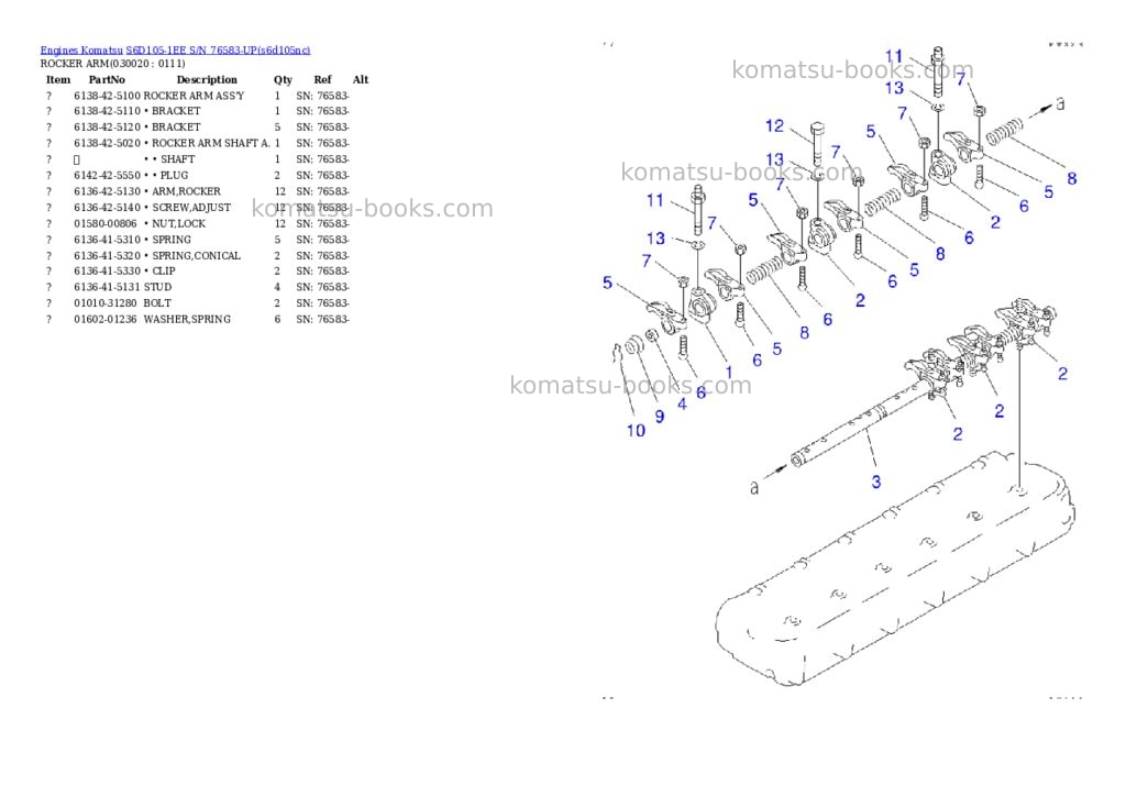 Komatsu S6D105-1EE S/N 76583-UP Parts catalog cover Komatsu S6D105-1EE S/N 76583-UP Parts catalog cover