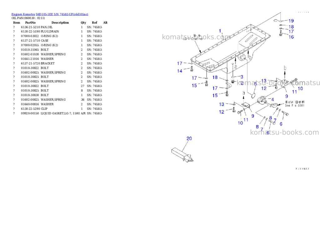 Komatsu S6D105-1EE S/N 76583-UP Parts catalog cover Page 10 Komatsu S6D105-1EE S/N 76583-UP Parts catalog cover Page 10