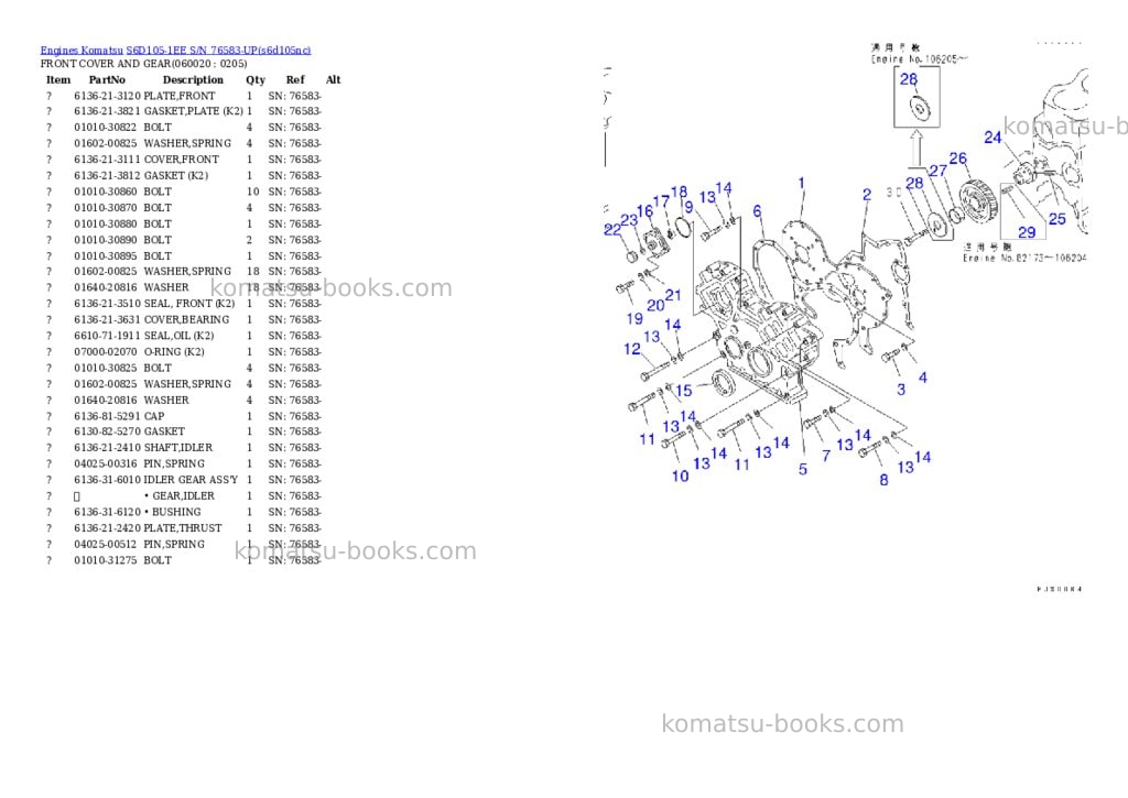 Komatsu S6D105-1EE S/N 76583-UP Parts catalog cover Page 9 Komatsu S6D105-1EE S/N 76583-UP Parts catalog cover Page 9
