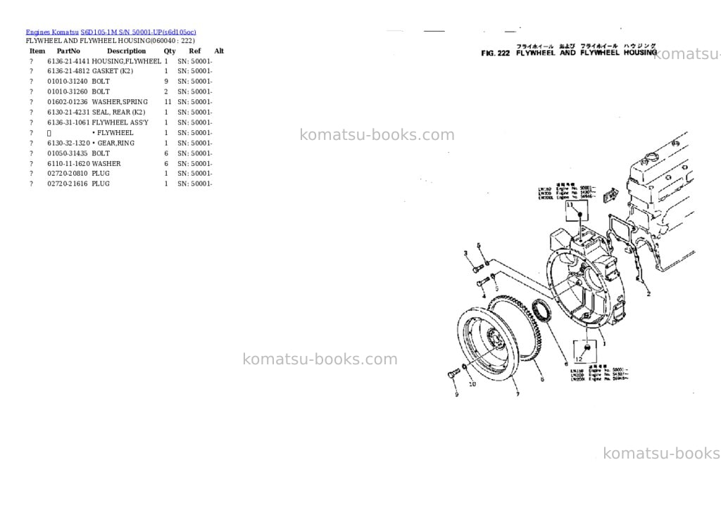 Komatsu s6d105-1m s/n 50001-up Parts catalog cover Page 10 Komatsu s6d105-1m s/n 50001-up Parts catalog cover Page 10